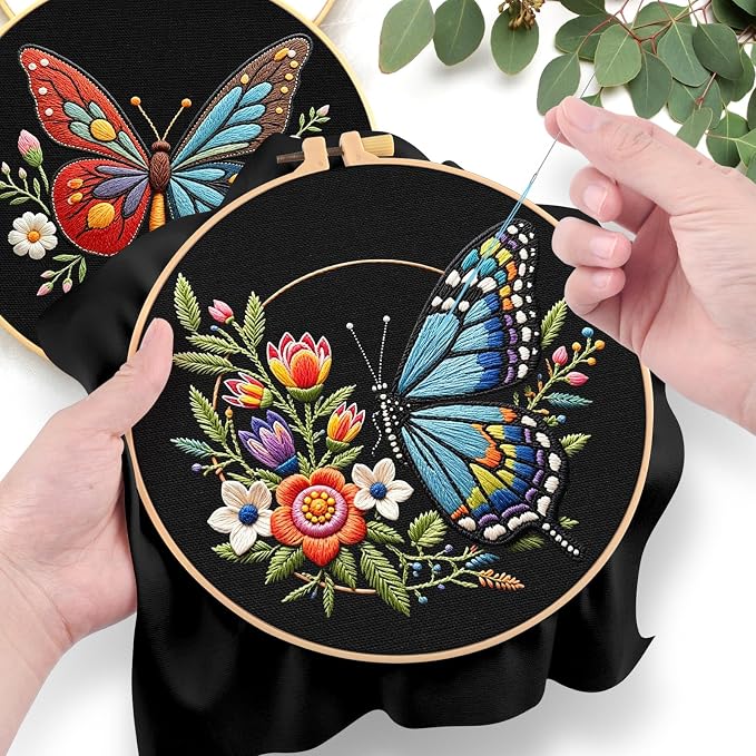 ERKOON Embroidery Kit for Beginners, 2 Set Flower Cross Stitch Set Include - Image 5