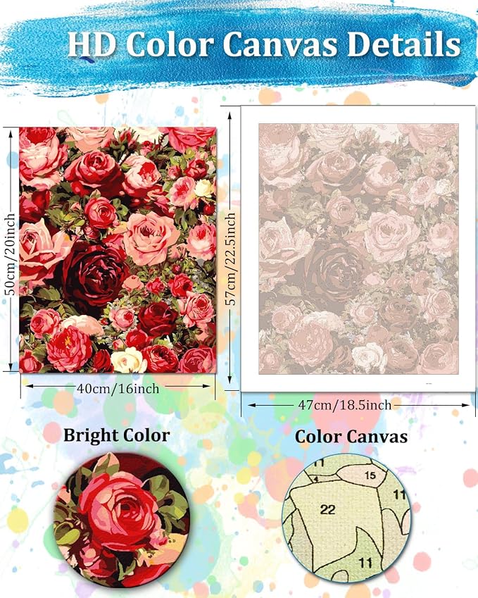 TOCARE Flowers Paint by Numbers Kit - Image 2