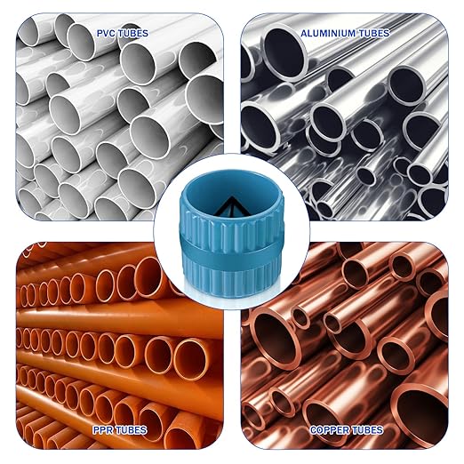 Pipe and Tubing Reamer Inner-Outer Copper Reamer Pipe Deburring Tool Alloy Steel Tubing Chamfer Tool for PVC/Ppr/Copper/Brass/Aluminum Tubes (Blue)