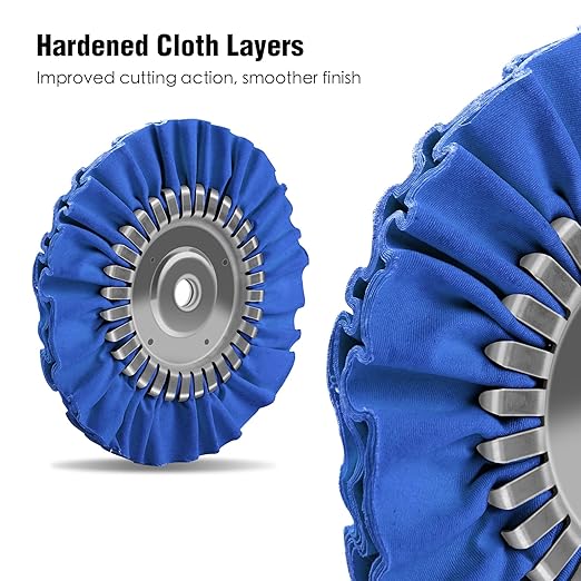 2PCS 8" Airway Buffing Wheel with 5/8" Arbor Flange-Free Hub，Blue Buffing Wheels for Angle Grinder, Heavy Cutting Metal Polishing Wheel for Aluminum Wheels Stainless Steel Metal Surface Prep