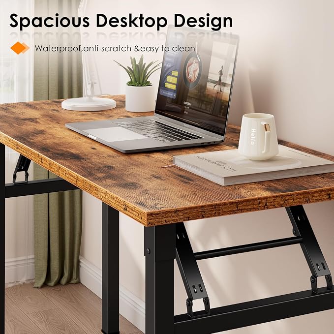 Need Small Folding Computer Desk, 35.8 Inch Writing Table, Rustic Brown | - Image 7