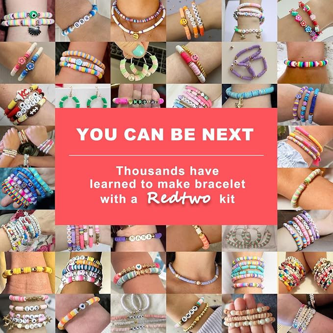 Redtwo 18000 Pcs Clay Beads Bracelet Making Kit, 4 Boxes 64 Colors Flat Polymer - Image 2