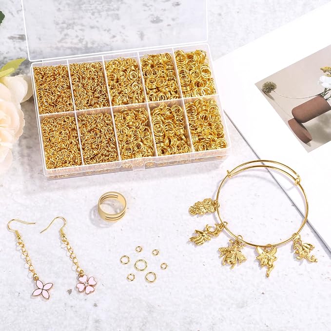 4600Pcs Gold Jump Rings with Jump Rings Open/Close Tools - Image 2