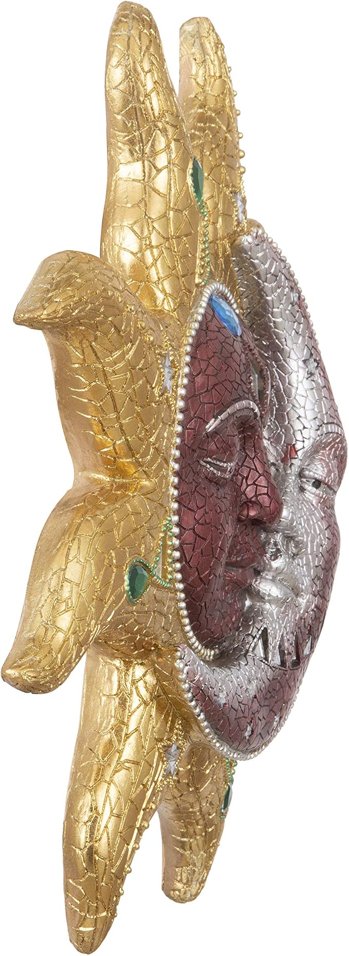 George S. Chen Imports Hand Painted Polyresin Mosaic Sun and Moon Face Wall - Image 3