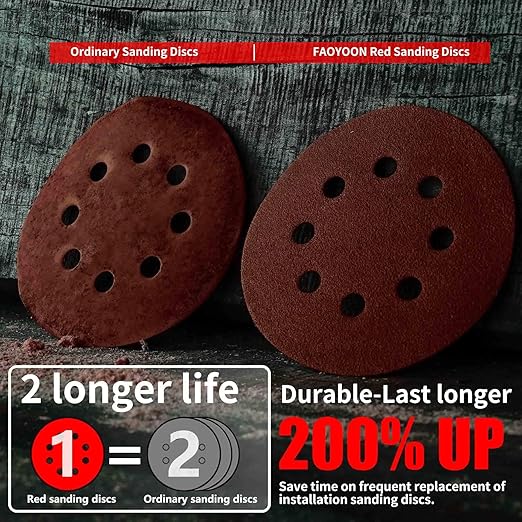 Sanding Disc 5 Inch 8 Hole, 100 Pcs Orbital Sanding Discs Hook and Loop, Sandpaper for Wood, 60 Grit Sand Paper for Random Orbital Sander