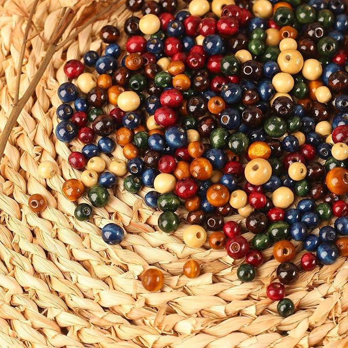 DAHI 580pcs Colorful Wooden Beads 8/10/12mm Assorted Macrame Wooden Loose - Image 4