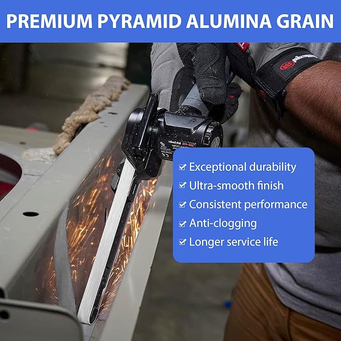 1/2 x 18 Inch 5000 Grit Sanding Belts 10 Pack -Ultra Fine Pyramid Alumina Abrasive Belts for Air File Belt Sander, Auto Clear-Coat, Woodworking & Metal Finishing
