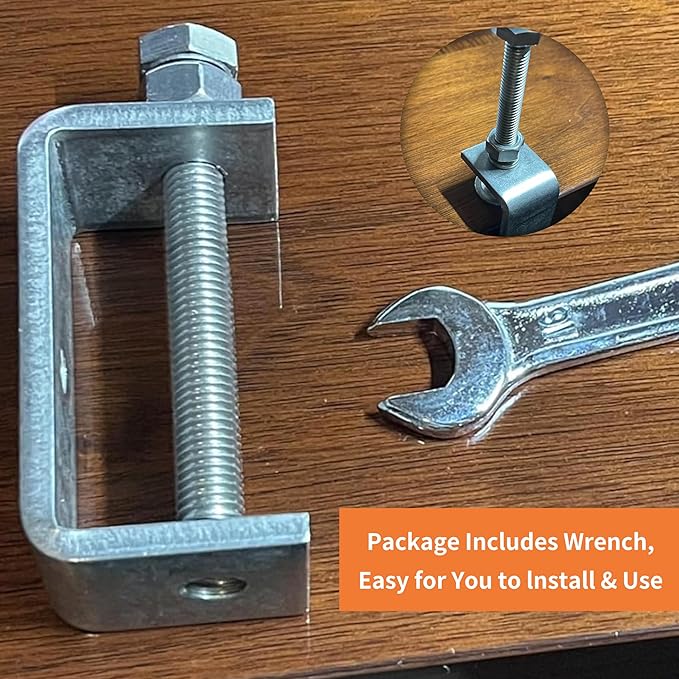 4 Pcs C Clamps 304 Heavy Duty Stainless Steel 3 3/8 Inch Tiger Clamp Woodworking,Features Stable Wide Jaws and Protective Pads (85MM)
