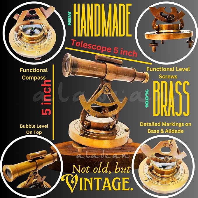 Brass Alidade Decorative Telescope 4" - Image 2