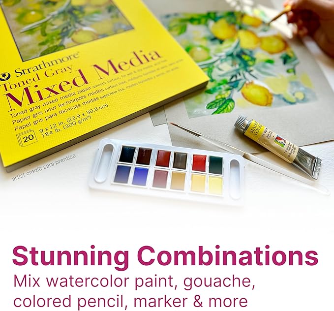 Strathmore 300 Series Mixed Media Pad, Toned Gray, Tape Binding, 20 Sheet - Image 3
