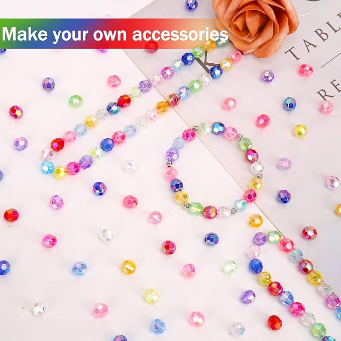 BONNY BOXX 1000pcs 6mm Acrylic Faceted Round Crystal Beads Transparent Mix - Image 3