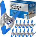 Lot of 12-6" inch Spring Clamp Large Super Heavy Duty Spring Metal Blue - 2.5 inch Jaw opening