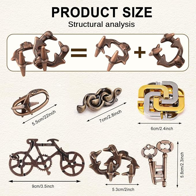6 PCS Metal Brain Teaser Puzzles - Image 3