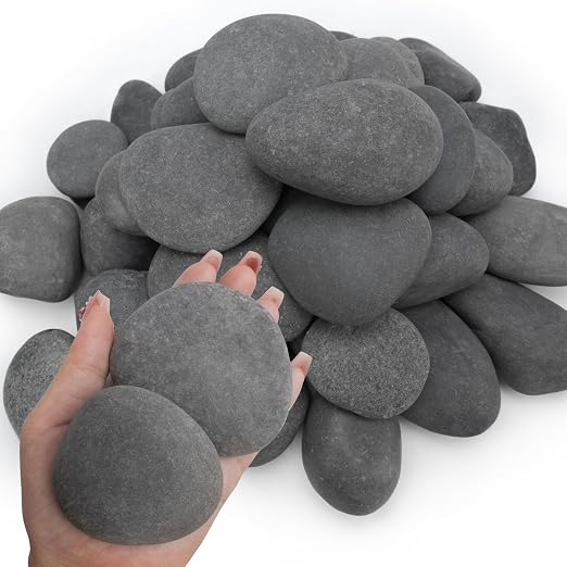 NUPICK 6lb Mexican Beach Pebbles, 2-3" Black River Rocks by CreateAmazingChoice