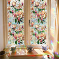 Retro Flowers Window Privacy Film, Magnolia Stained Glass Decorative Window Film by Unknown
