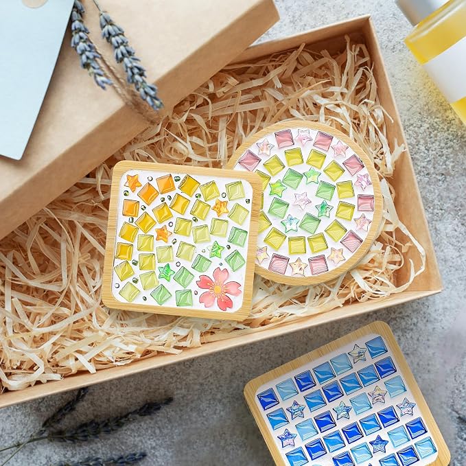 UXORSN 4 Sets DIY Mosaic Tiles for Crafts Mixed Color Mosaic Pieces - Image 7
