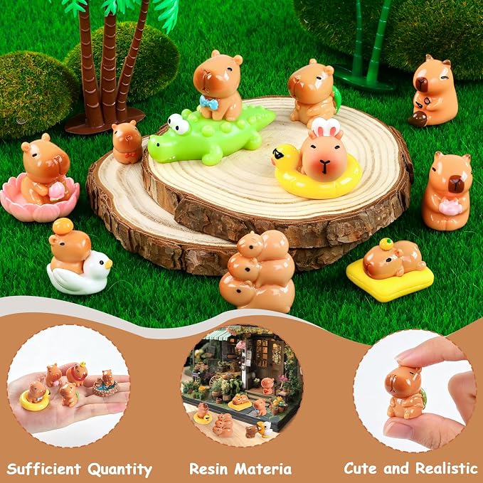 33 Pcs Mini Capybara Figurines 25 Style Adorable Resin Capybaras Miniatures - Image 6