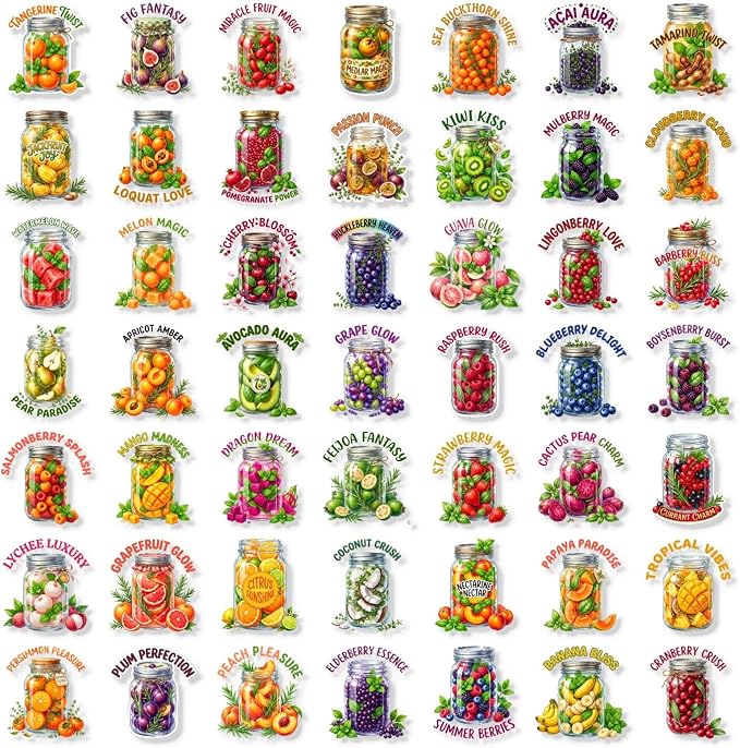50Pcs Unique Transparent Fruit Stickers - Image 3