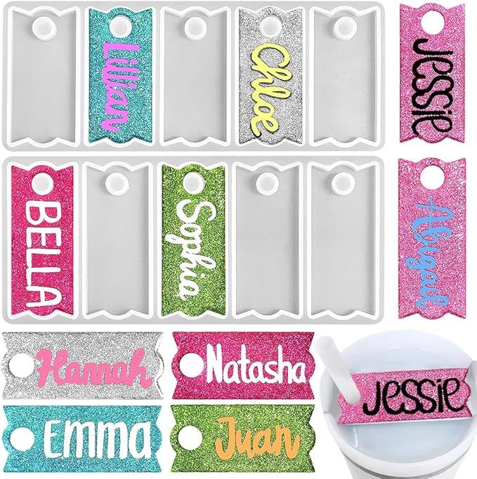 RESINWORLD 10-Cavity 20oz/30oz & 40oz Name Plate Silicone Mold, Cup Topper Mold by ResinWorld