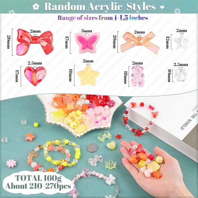 210-270PCS TINKRSTUFF Assorted Acrylic Beads - Image 2