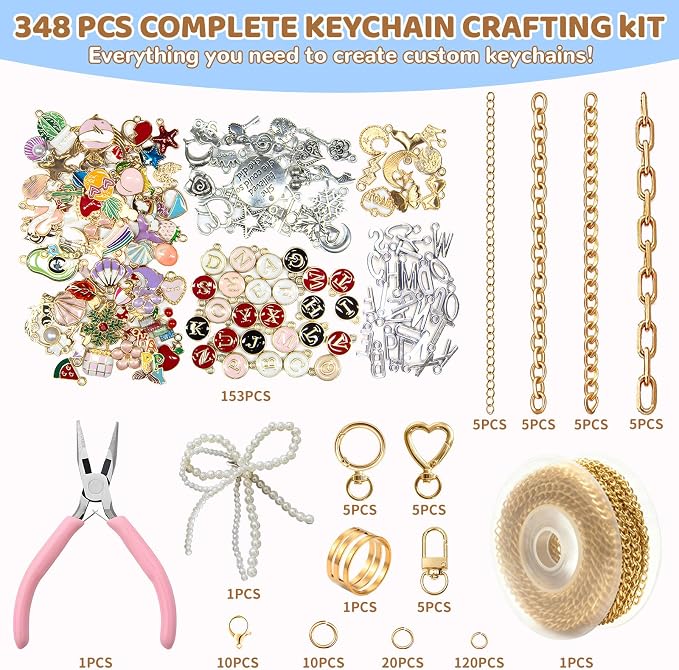 348Pcs Charms Lip Gloss Keychain Making Kit, DIY Craft - Image 2