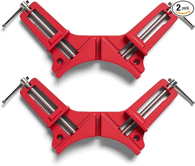 Right Angle Wood Clamp - Home Improvement Hand Tool - Premium Clamp Set with 45 Degree Cutting Guide Slot - 2 Pack