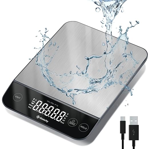 Etekcity 22lb Food Kitchen Scale, USB Rechargeable, IPX6 Waterproof | Digital by Etekcity