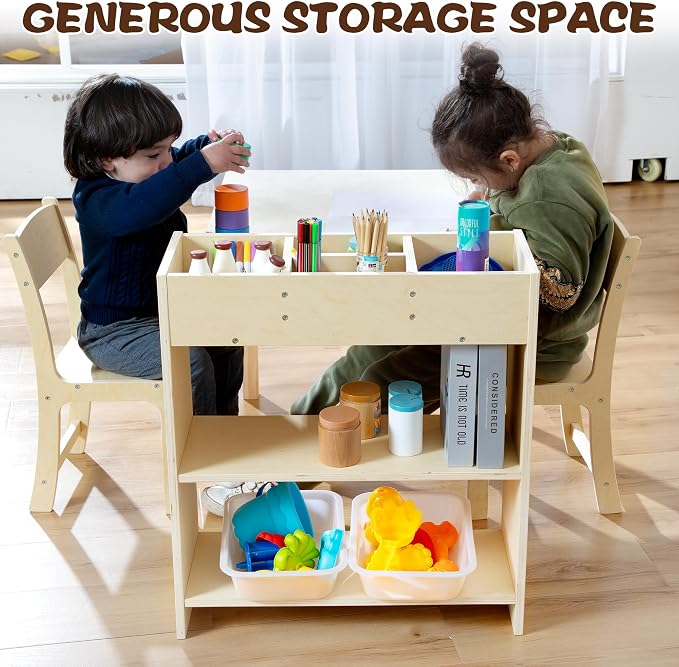bbgroundgrm Kids Art Table and Chair Set, Birch Wooden Activity Craft Table - Image 5