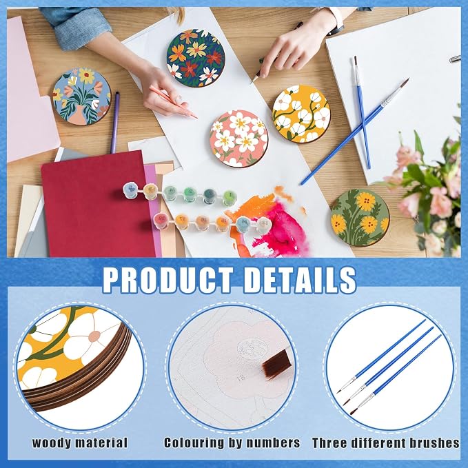 Reallnaive 8 Pcs Flower Paint by Numbers Kit - Image 3
