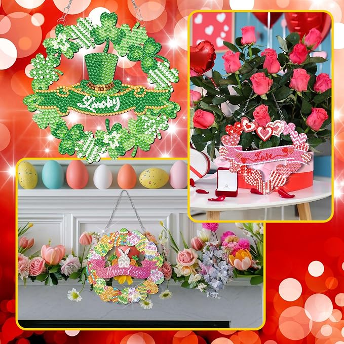 Cinnvoice 12 Pcs Summer Seasonal Diamond Art Hanging Ornament Kit - Image 5