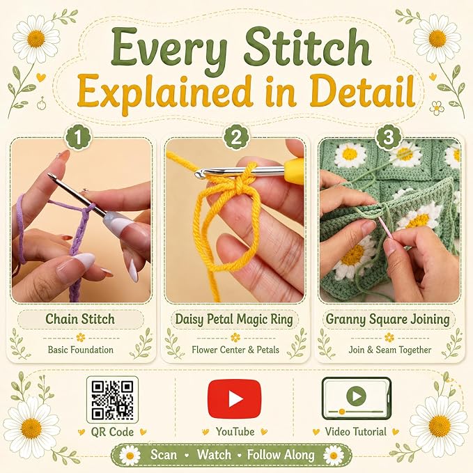 Coopay Crochet Kit for Beginners Adults, Large Crochet Blanket Kit - Image 4