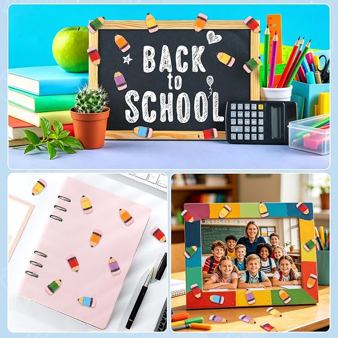 JUNEBRUSHS 80 Pcs Mini Resin Pencils, Back to School Resin Crayon Charms Mini - Image 7