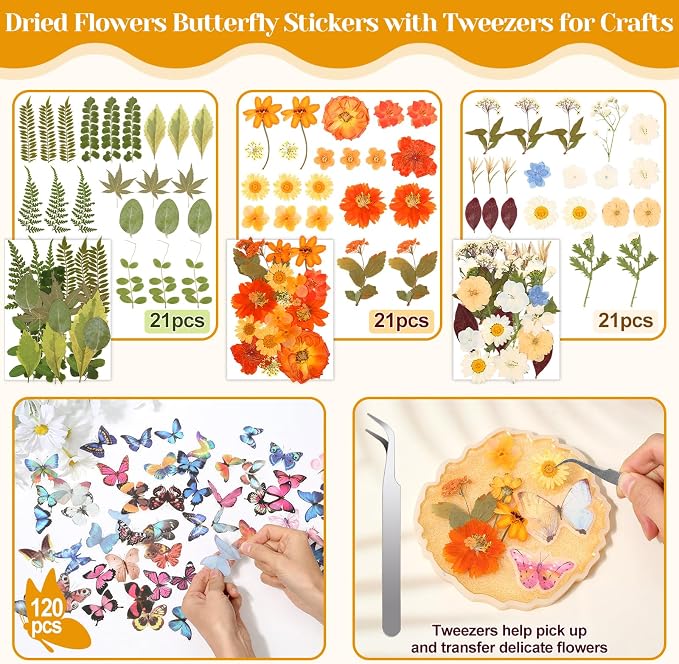 318 PCS Pressed Flowers Butterfly Stickers - Image 4
