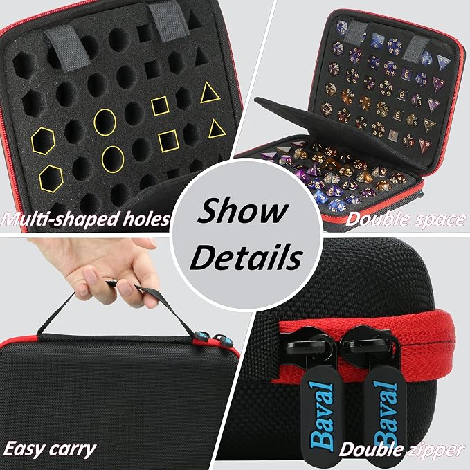 DND Dice Case with Detachable dice sponge and tray, D6 D20 Dice Set Case - Image 3