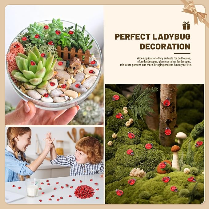 200pcs Mini Resin Ladybug Decor Tiny Ladybug - Image 5