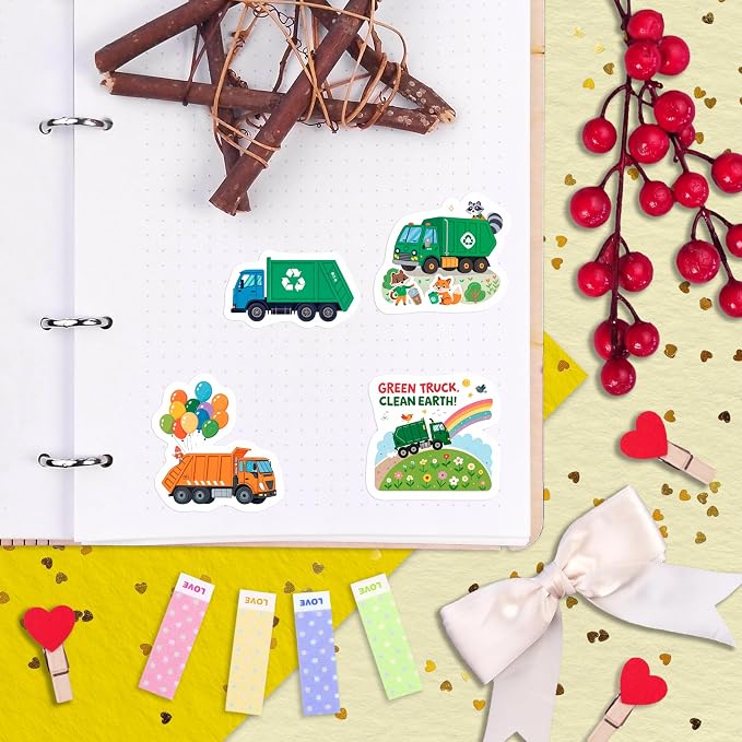 100Pcs Garbage Truck Stickers for Water Bottle, Laptop - Image 7