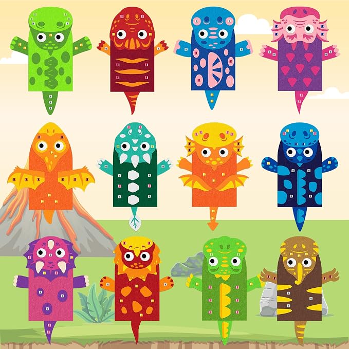 WATINC 12 Pcs Hand Puppet Making Kit, Art Craft Felt Sock Puppet Toys, Creative - Image 4