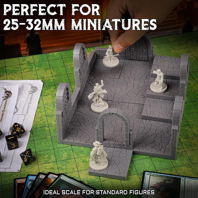 CZYY Magnetic Dungeon Tiles, Basic Set | Double-Sided Texture, Paintable Gray - Image 6