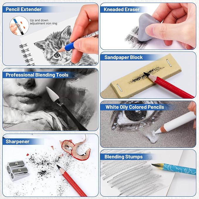 53 Pack Drawing Set Sketch Kit, Sketching Supplies - Image 7
