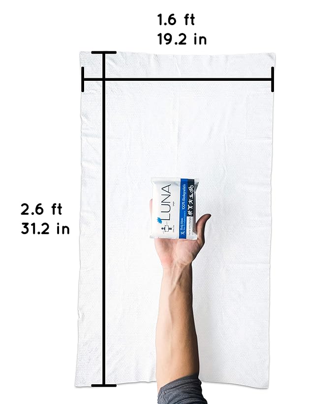 XL Wet Wipe Cleansing Body Wipes All Natural - 10 Pack Individual Pouches - Gentle & Unscented - No Rinse Bathing and Shower Wipe - Great for After Workout, Camping, Travel, Yoga, Gym