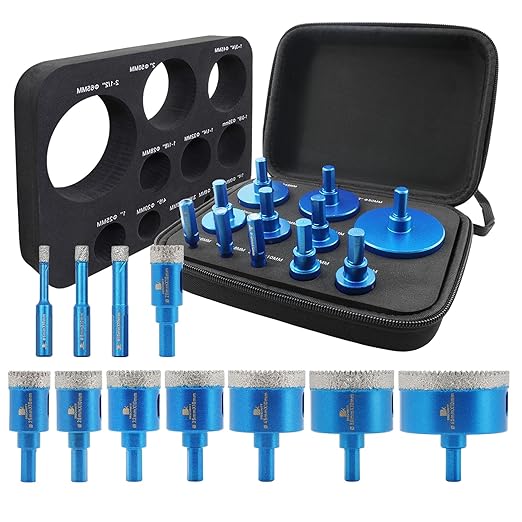 Tile Hole Saw Kit Diamond- BRSCHNITT 11pcs Diamond Core Drill Bit for Porcelain Tile Ceramic Marble Granite Drilling Triangle Shank