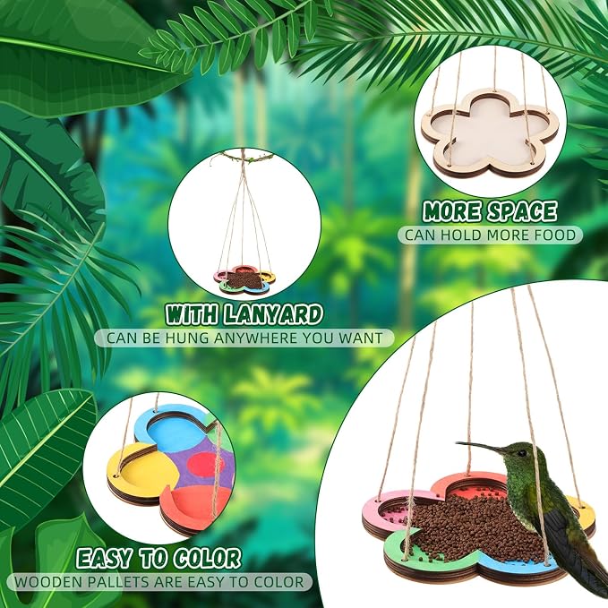 DoubleFill 24 Pcs Thickened Wood Bird Feeder Craft Kits - Image 3
