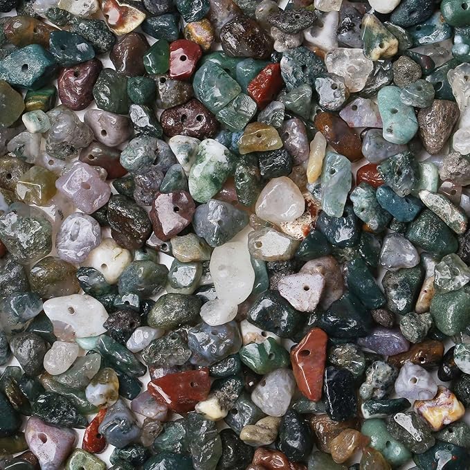 LAIDANLA Indian Agate 400pcs Natural Chip Stone Beads 5-8mm Healing Crystal by LAIDANLA