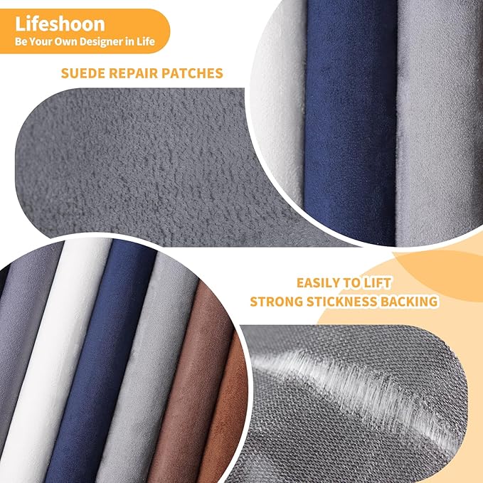 Fabric Repair Patches, 17X158 Inch Self-Adhesive Suede Patches Tape Durable, DIY Large Fabric Repair for Sofa, Couches, Furniture, Chair, Clothing （17X158 Inch, Beige）