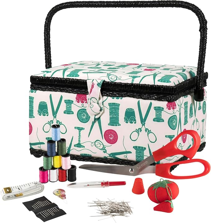 SINGER 07271 Basket with Sewing Notions Kit & Removable Tray-Vintage Spools by Unknown