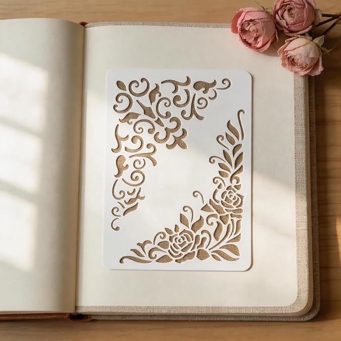 TIAMECH A4 Reusable Vintage Floral Edge Stencil - Image 7