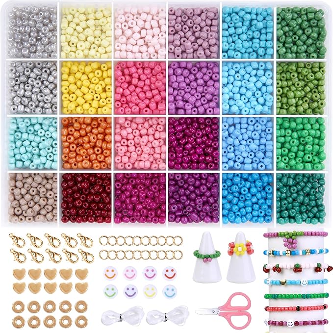 efivs arts 3500PCS 6/0 Glass Seed Beads, 24 Colors Small Beads Kit Bracelet by Unknown