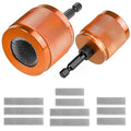 1/2" & 3/4" Copper Pipe Cleaner Set for Drill, with 1/4" Hex Shank & 10 Brush Blades Plumbing Tools for Removing Rust, Stains & Paint from Copper & Metal Pipes (Orange)