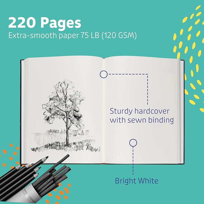 Artlicious Hardcover Sketch Book 2 Pack, 5.5" x 8" Black Drawing Books - Image 3