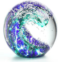 QFkris 3'' Hand Blown Glass Ocean Waves Ball Figurine, Glass Art Bubble Waves by QFkris